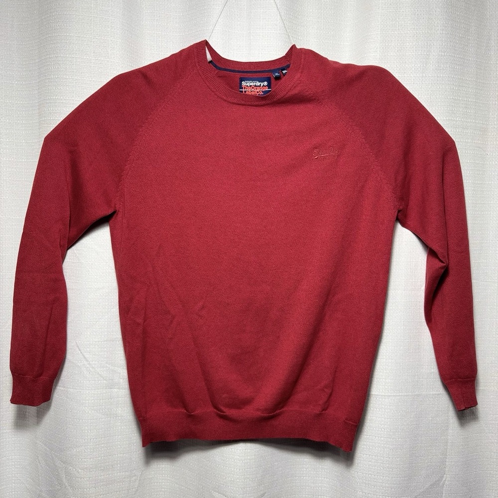 Superdry The Orange Label Co. Men's 2XL Red Crewneck Knit Sweater Premium